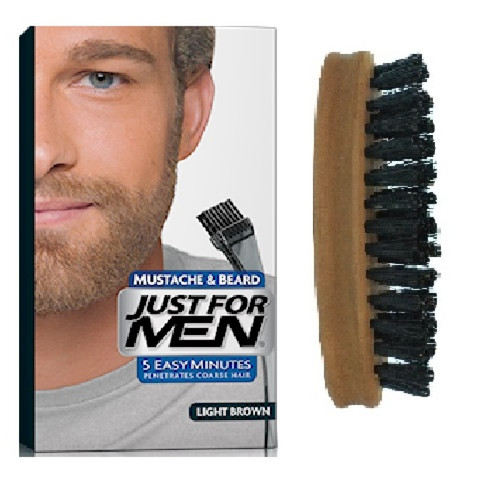 Just For Men - Pack Coloration Barbe Chatain Clair Et Brosse A Barbe - Couleur Naturelle - Coloration cheveux barbe just for men chatain clair