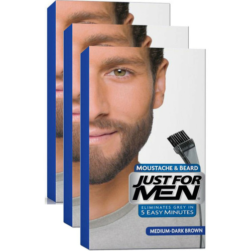 Just For Men - Pack 3 Colorations Barbe - Châtain Moyen Foncé - Coloration cheveux barbe just for men chatain fonce