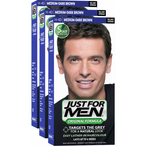 Just For Men - Pack 3 Colorations Cheveux - Châtain Moyen Foncé - Coloration cheveux barbe just for men