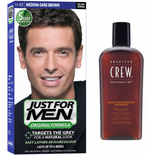 Just For Men - Pack Coloration Cheveux & Shampoing - Châtain Moyen Foncé - Coloration cheveux barbe just for men chatain fonce