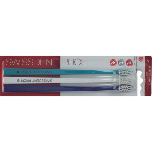 Swissdent - Pack Blancheur De 3 Brosses A Dent - Blanc, Turquoise, Bleu - Dents blanches & haleine fraîche