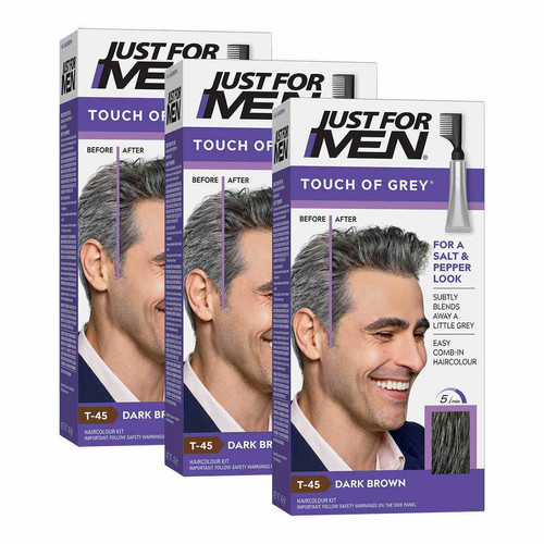 Just For Men - Colorations Cheveux Gris Châtain Foncé - Pack 3 - Coloration cheveux barbe just for men chatain fonce