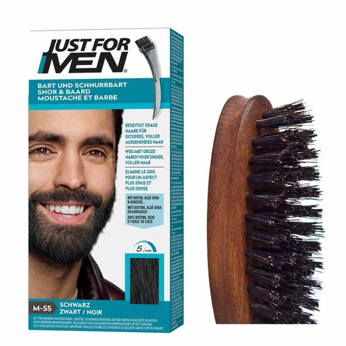 Just For Men - Pack Coloration Barbe Noir Naturel Et Brosse A Barbe - Couleur Naturelle - Coloration cheveux barbe just for men noir
