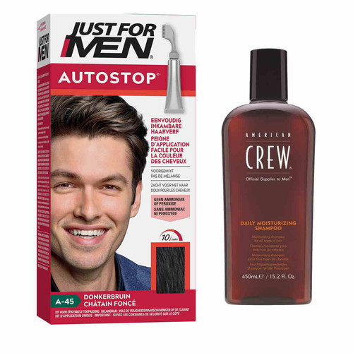 Just For Men - Pack Autostop & Shampoing Châtain Foncé - Coloration Cheveux Homme - Coloration cheveux barbe just for men chatain fonce