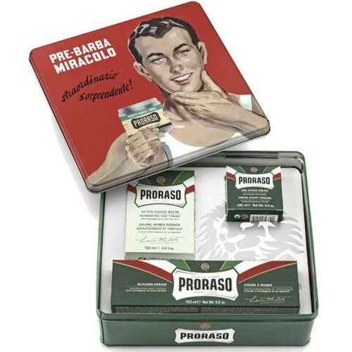 Proraso - Coffret Vintage Gino Peaux Mixtes à Grasses - Coffret rasoir homme