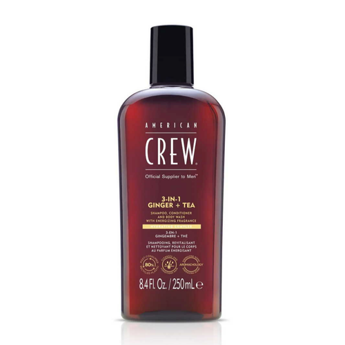 American Crew - 3-En-1 Gingembre + Thé : Shampoing, Après-Shampoing, Gel Douche - Soin cheveux American Crew