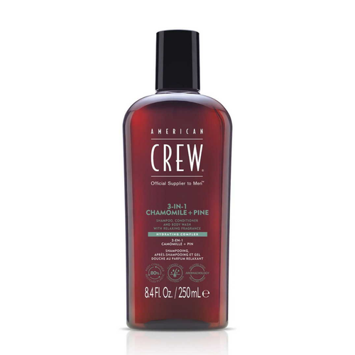 American Crew - 3-En-1 Camomille + Pin : Shampoing, Après-Shampoing, Gel Douche - Soins cheveux homme