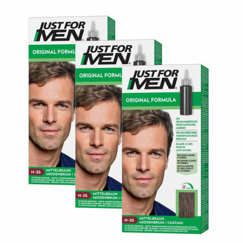 Just For Men - Pack 3 Colorations Cheveux - Châtain - Soins cheveux homme