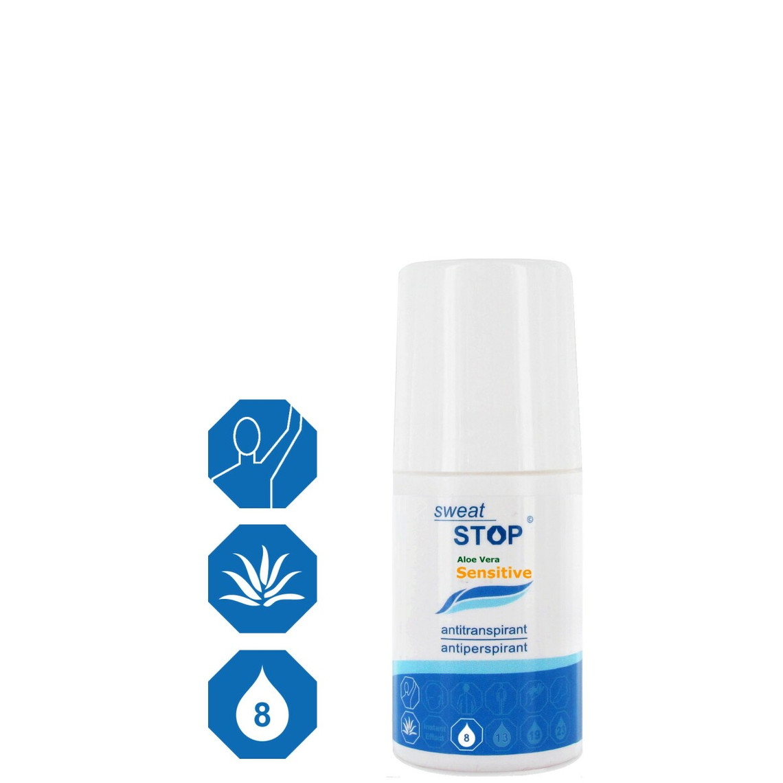 Sweatstop® Aloe Vera Sensitive Rollon Flacont A Bielle Antitranspirant 48-72h