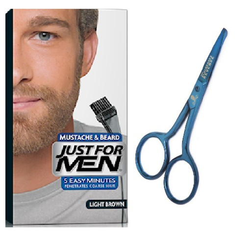 Just For Men - Pack Coloration Barbe Chatain Clair Et Ciseaux A Barbe - Couleur Naturelle - Just for men barbe