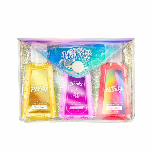 Merci Handy - Kit Glitter - 3 Flacons de Gel Nettoyant pour les Mains - Idées cadeaux pour elle