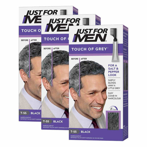 Just For Men - Pack 3 Colorations Cheveux - Gris Noir - Coloration cheveux barbe just for men noir
