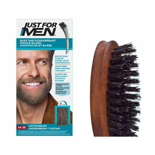 Just For Men - Pack Coloration Barbe & Brosse A Barbe - Chatain Moyen Clair - Produits pour entretenir sa barbe