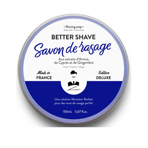 Monsieur Barbier - Savon de rasage traditionnel Better-Shave (arnica, cyprès, gingembre) - Rasage soin barbe bio