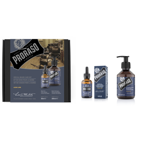 Proraso - Coffret Duo Proraso Huile + Shampoing Azur Lime - Coffret cadeau soin parfum