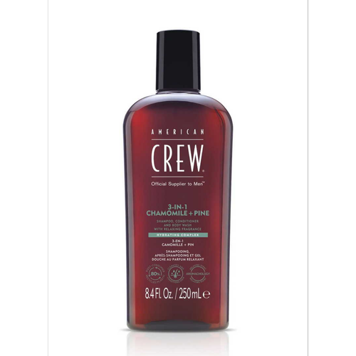 American Crew - 3-En-1 Camomille + Pin : Shampoing, Après-Shampoing, Gel Douche - Soin cheveux American Crew