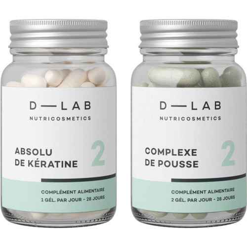 D-LAB Nutricosmetics - Duo Nutrition-Capillaire - Action 360° Sur La Synthèse De Kératine 1 Mois - Complement alimentaire beaute