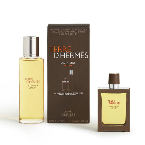 Hermès - Coffret Terre d'Hermès Eau Intense Vétiver - Eau de Parfum + Recharge  - Parfums pour homme