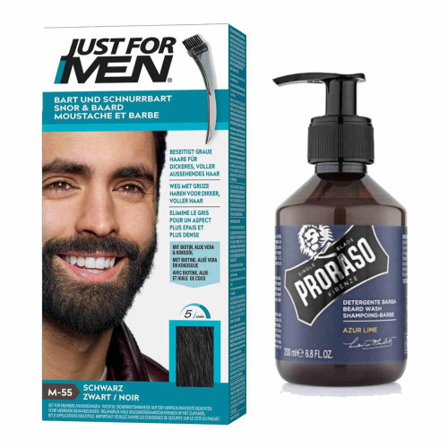 Just For Men - COLORATION BARBE Noir Naturel & Shampoing à Barbe 200ml Azur Lime - Coloration cheveux & barbe