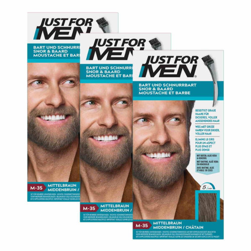 Just For Men - PACK 3 COLORATIONS BARBE - Chatain Moyen Clair - Produits pour entretenir sa barbe