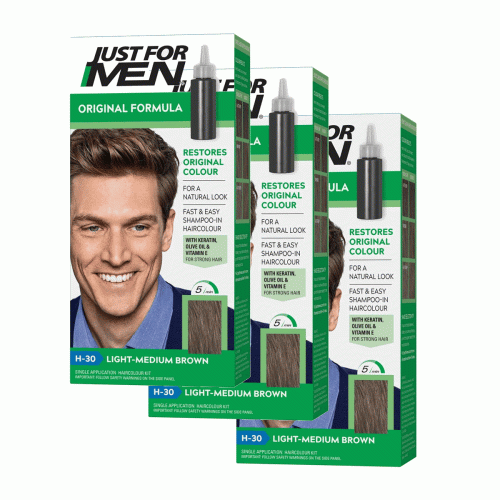Just For Men - Pack 3 Colorations Cheveux - Châtain Moyen Clair - Coloration cheveux & barbe