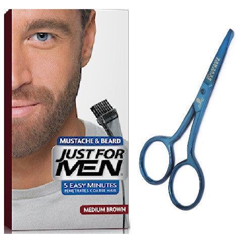 Just For Men - PACK COLORATION BARBE CHATAIN ET CISEAUX A BARBE - Teinture barbe
