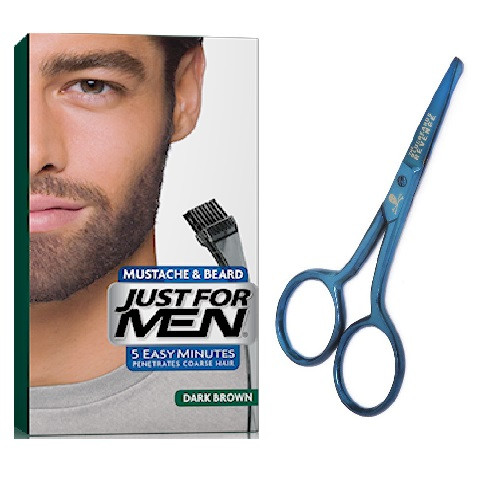 Just For Men - PACK COLORATION BARBE CHATAIN FONCE ET CISEAUX A BARBE - Teinture barbe