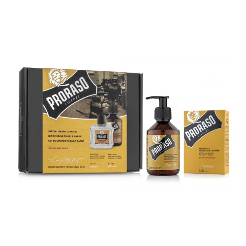 Proraso - Kit Soin de la Barbe Duo Baume + Shampoing Wood and Spice - Idées Cadeaux homme